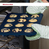 KitchenAid 12-Cup Nonstick Swiss Engineered Aluminized Steel Muffin Pan, Dishwasher Safe, Ink Blue 12 Cup