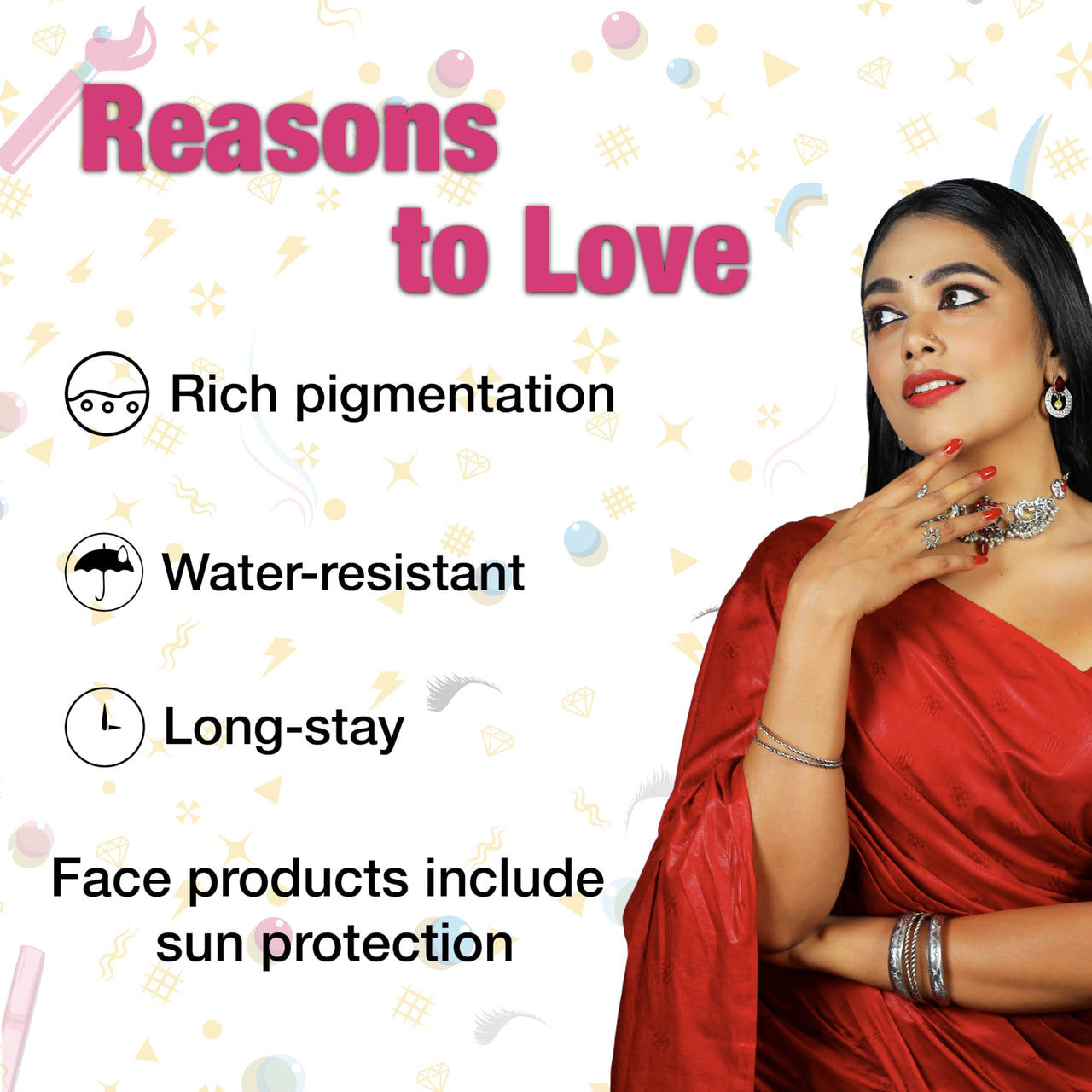 Dazller Mini Glam Kit - 8 in 1, Medium Skin Ton, Contains - Kajal & Kohl, Eyebrow Pencil, Eyeliner, Mascara, Foundation, Compact, Lipcolour (2)