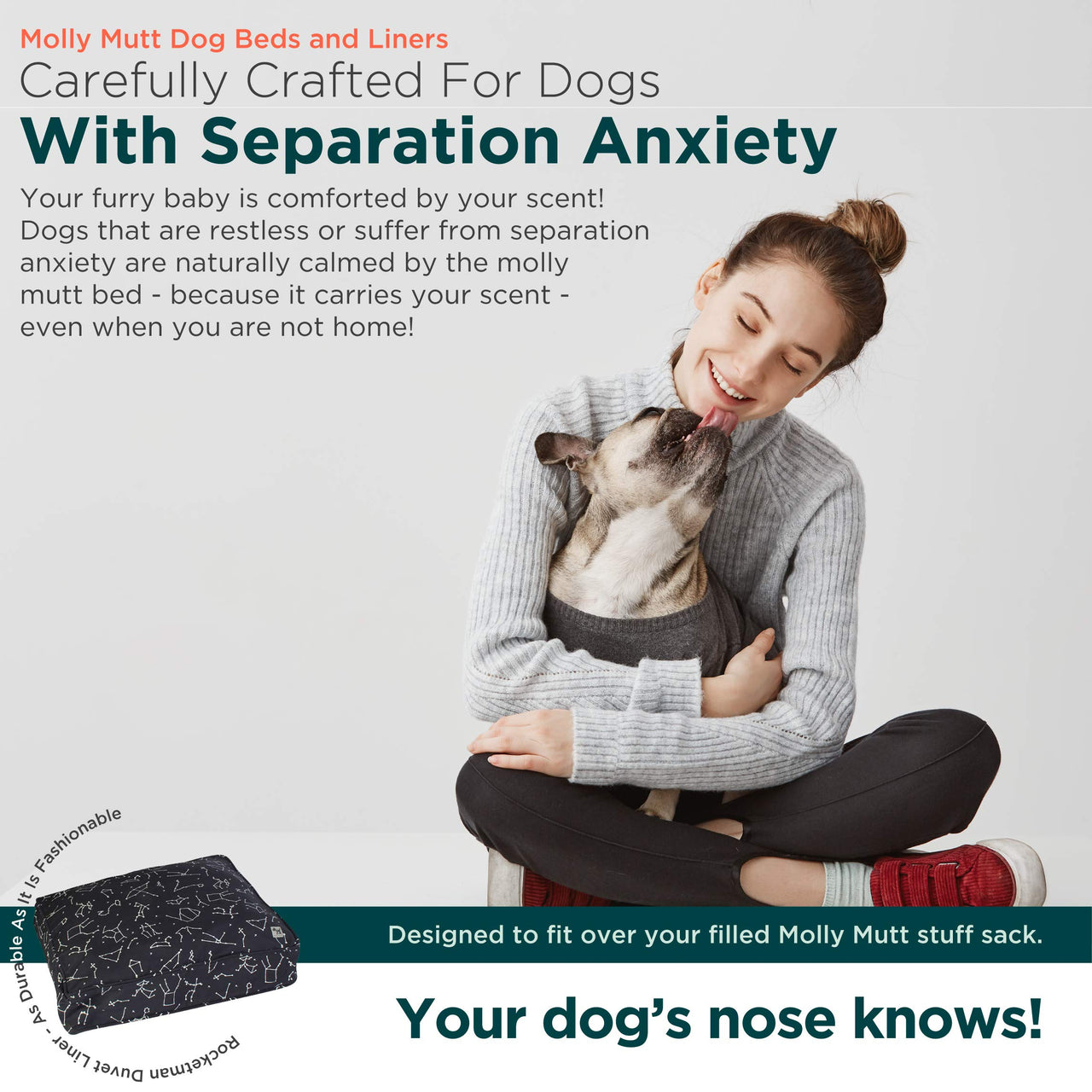 Molly Mutt Medium to Large Dog Bed Cover - Rocketman Print - Measures 27x36x5 - 100% Cotton - Durable - Breathable - Sustainable - Machine Washable Dog Bed Cover