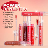 Hilary Rhoda Power Of Matte Liquid Lipstick | Buildable Colour | Long Lasting & Matte Finish | Lightweight & Non-Drying Formula | Smudge Proof & Non-Transferable | 3ml (Tinted Nude - Shade 04)