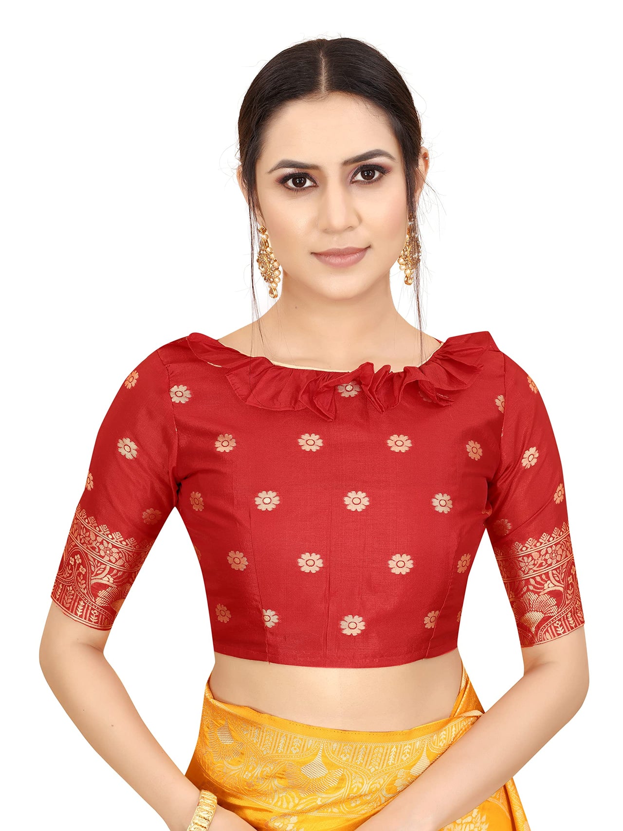 SATYAM WEAVES Women's  Banarasi Cotton Silk Saree With Blouse Piece