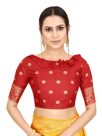 SATYAM WEAVES Women's  Banarasi Cotton Silk Saree With Blouse Piece