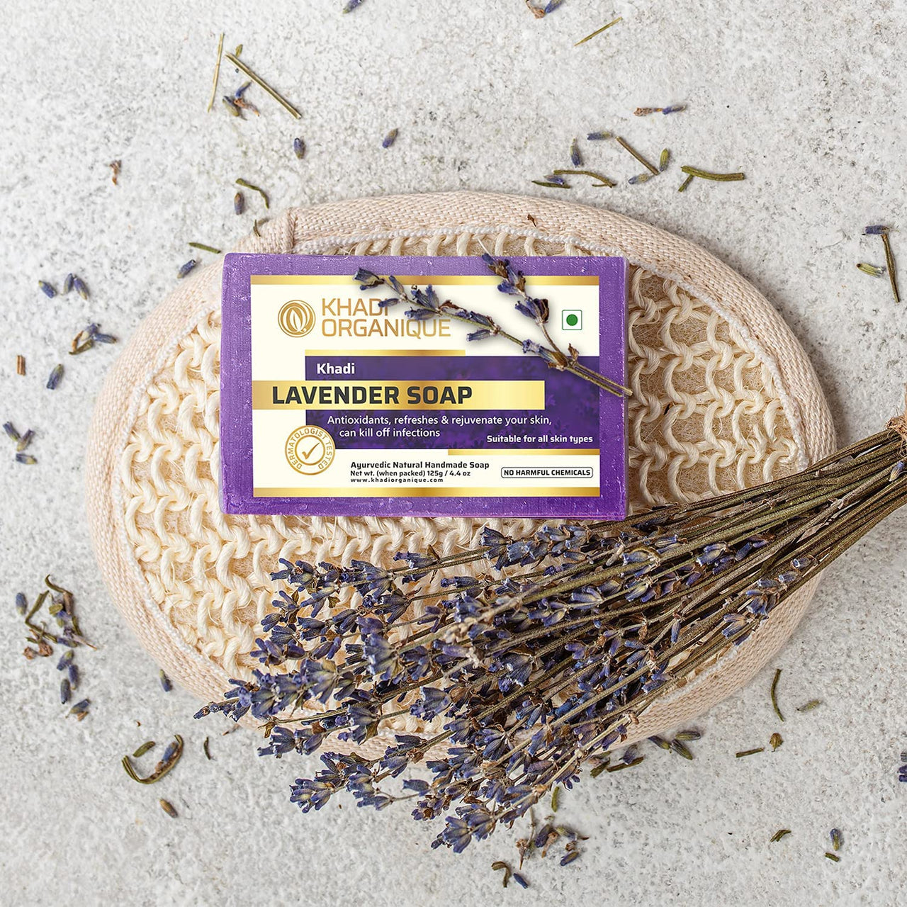 Khadi Organique Natural Herbal Pure Lavender Soap Pack of 5