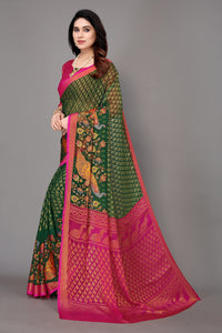 Winza Designer Women's  Chiffon Brasso Floral Printed Saree with Blouse Piece