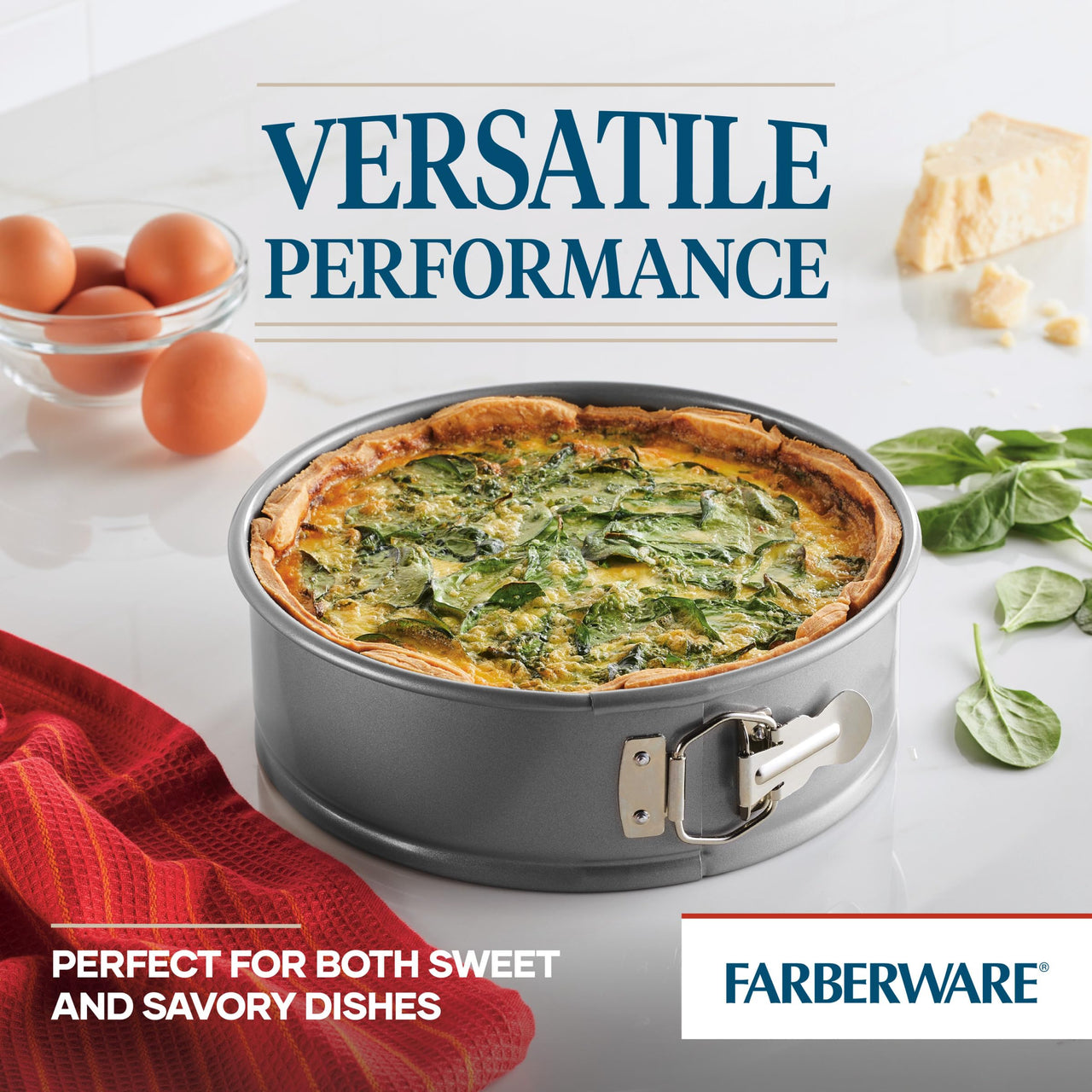 Farberware Bakeware Springform Baking Pan, Round Nonstick Cheesecake Pan - 9 Inch, Gray Dark Gray