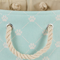 Bone Dry Pet Storage Collection Paw and Bone Print, Small Round, 9x12x12, Aqua Trellis Small Round, 9x12x12