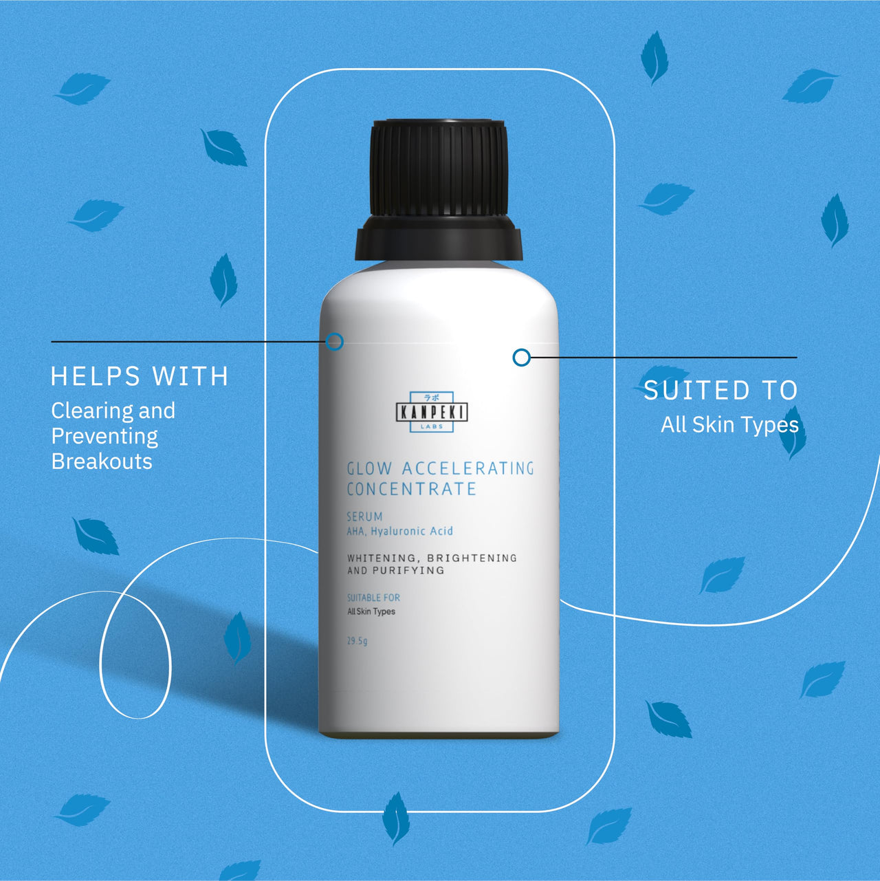 Kanpeki Labs Glow Accelerating Concentrate Face Serum | Niacinamide, Peptides & Resurrection Plant Extract | Brightening, Anti-Aging & Blemish Control | For All Skin Types | 30ml
