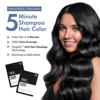 ThriveCo Damage-Free Hair Color Kit With 5-MIN COLORING SHAMPOO(Natural Black) + COLOR PROTECTION SHAMPOO (250ml) | 100% Grey Coverage |Prevents Color Fading & & Repairs Damage