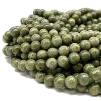 ABCGEMS African Light-Green Brecciated Jasper Beads (Gorgeous Veined Patterns in Beige) Healing Chakra Energy Crystal Stone Ideal for Bracelet Necklace Ring DIY Jewelry Making Craft Smooth Round 8mm Light-Green Brecciated Jasper (From Africa)