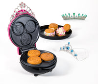 Nostalgia MyMini Princess Icons Shape Electric Waffle Maker, 5-Inch Non-Stick Griddle for Waffles, Hash Browns, Eggs, and More, Pink