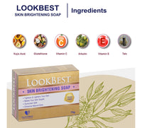 HealthBest Kojic Acid Glutathione Limited Ingredient Whitening Soap For Men & Women - Vitamin C, Kojic Acid, Glutathione, Anti-Aging, Skin Brightening, Dark Spot Remover, Detan Soap - Pack of 3