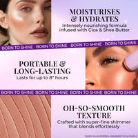 Just Herbs Born To Shimmery Golden Glow Smooth | Portable | Moisturises & Hydrates infused with Shea Butter and Cica Single Stroke All Day Long Highlighter for Women 14g