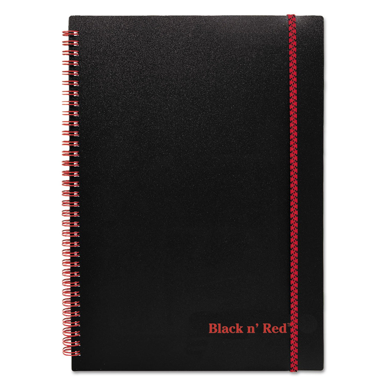 Black n' Red Notebook, Business Journal, 11-3/4" x 8-1/4", 70 Sheets, Ruled, Optik Paper, Scribzee App, Flexible Poly Cover, Wirebound, Black (E67008) 1 Count 11-3/4" x 8-1/4"