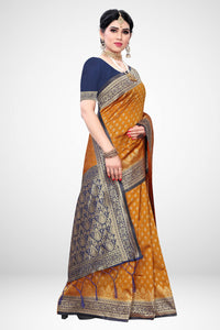 AKHILAM Women's  Banarasi silk woven Design Saree with Unstitched Blouse Piece(GNG220_QL_Parent)