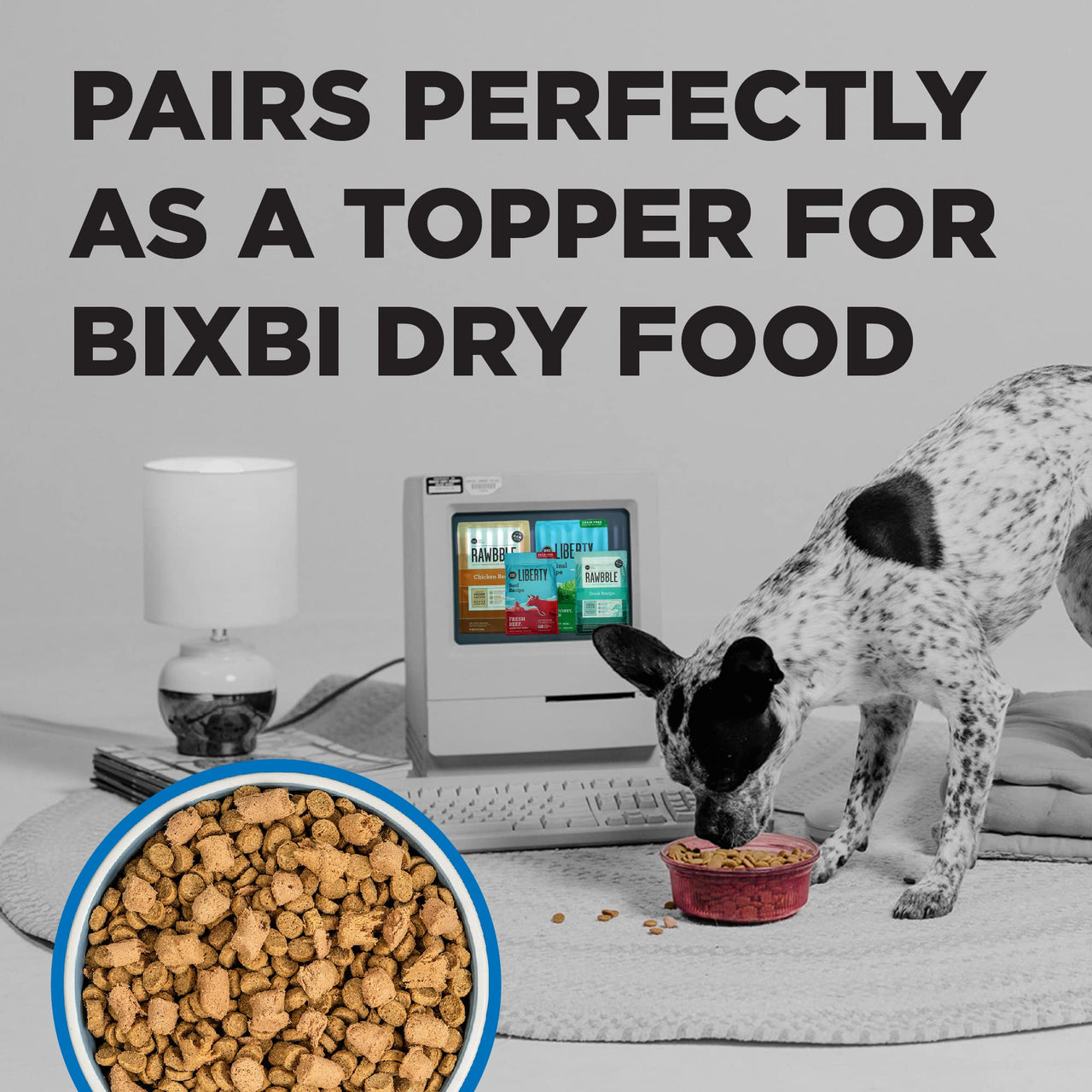 BIXBI Liberty Freeze Dried Dog Food Topper + Dog Treat, Chicken and Salmon Recipe, 4.5 oz - 100% Meat and Organs, No Fillers - Pantry-Friendly Raw Treat or Food Topper - USA Made in Small Batches