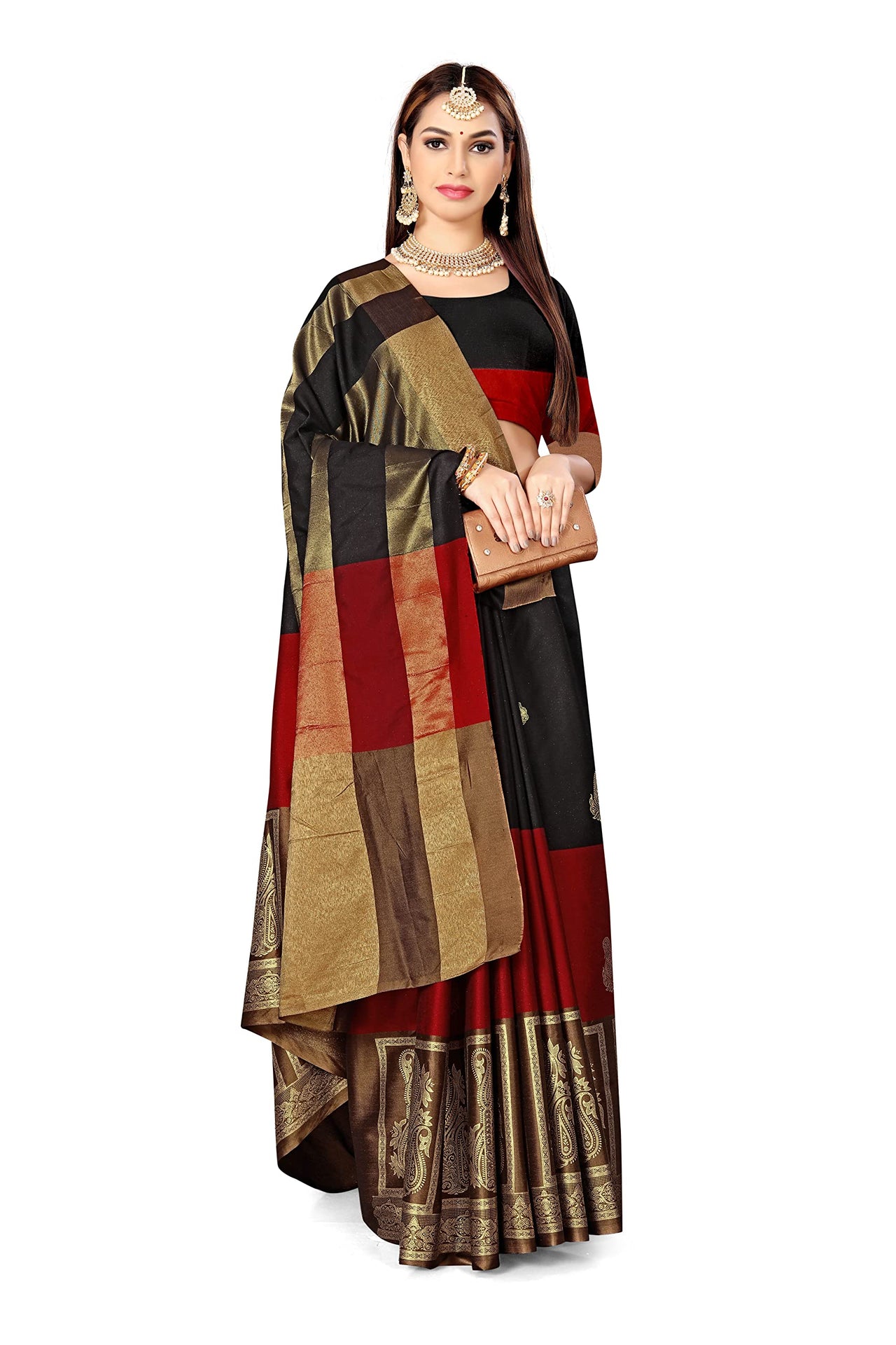 GRECIILOOKS Women Soft Cotton & Silk Saree For Women Banarasi Saree With Un-stitched Blouse piece