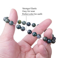 WRCXSTONE Natural 8mm Gorgeous Semi-Precious Gemstones Healing Crystal Stretch Beaded Bracelet Unisex Aquatic Agate