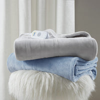 Serta Luxuriously Soft Plush Electric Blanket Fast Heating Cozy Cover, Safety Auto Shut Off Timer, Low EMF, Multi Heat Setting, ETL Certified, Machine Washable, Smoke Grey Throw (50 in x 60 in) 50