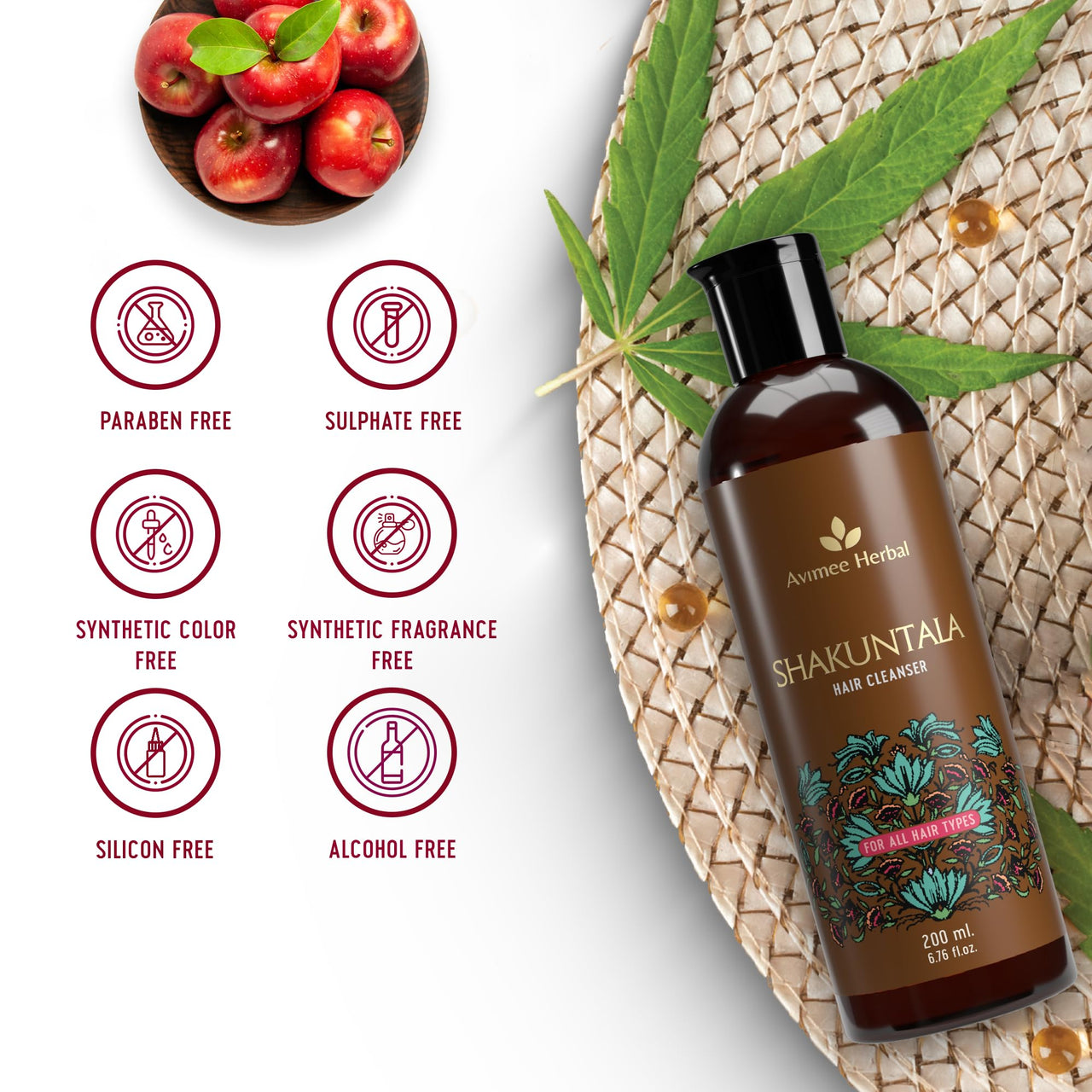 Avimee Herbal Shakuntala Hair Cleanser (200ml) + Radha Hair Conditioner (200ml) Hair Care Combo