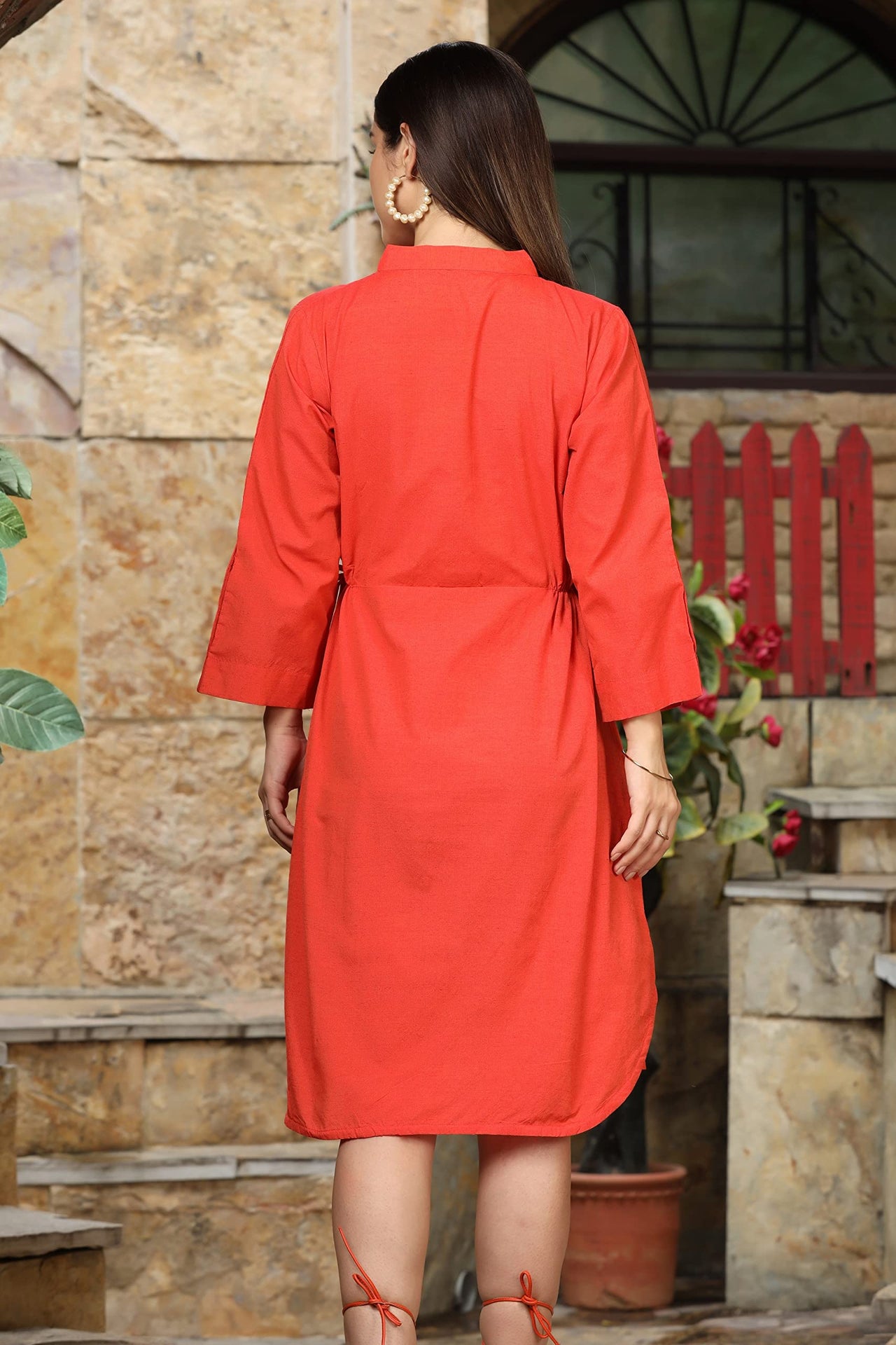 DHRUVI TRENDZ Kurti for Women || Soft Cotton Plain Long Straight Kurtis for Girls || Stitched Collar Kurta || Ideal for Office || Casual || Collage || Festival Wear Kurtis for Ladies