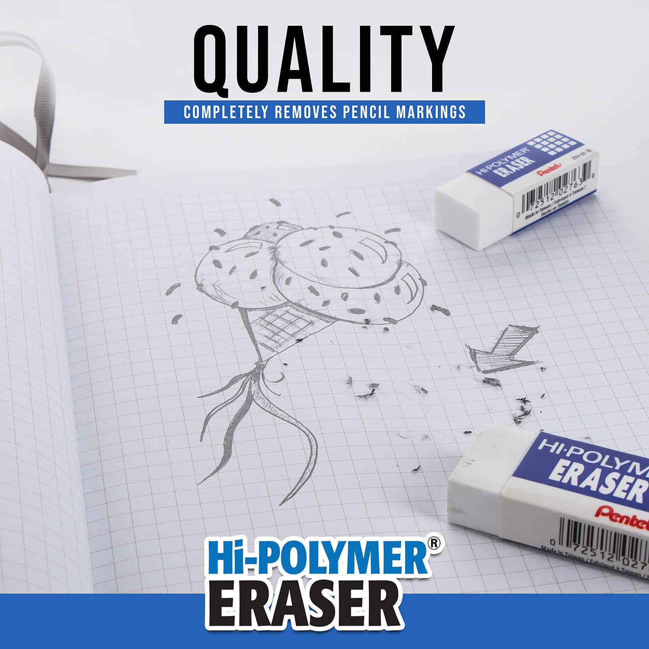 Pentel Hi-Polymer Eraser, Jumbo Size 12 pack(ZEH-20)