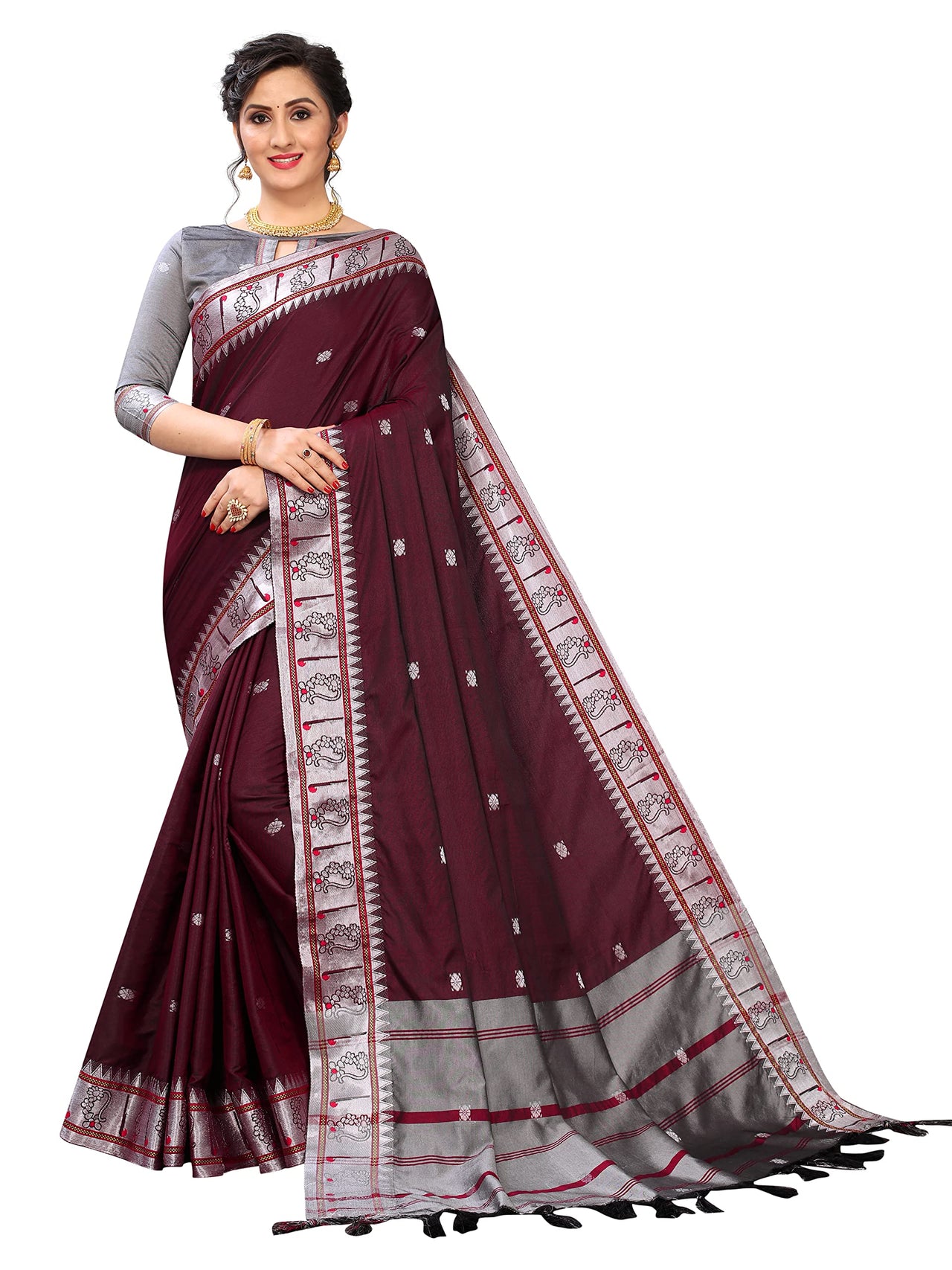 Regolith Designer Sarees for women banarasi silk saree with fancy saree Un-stitched blouse Pieces