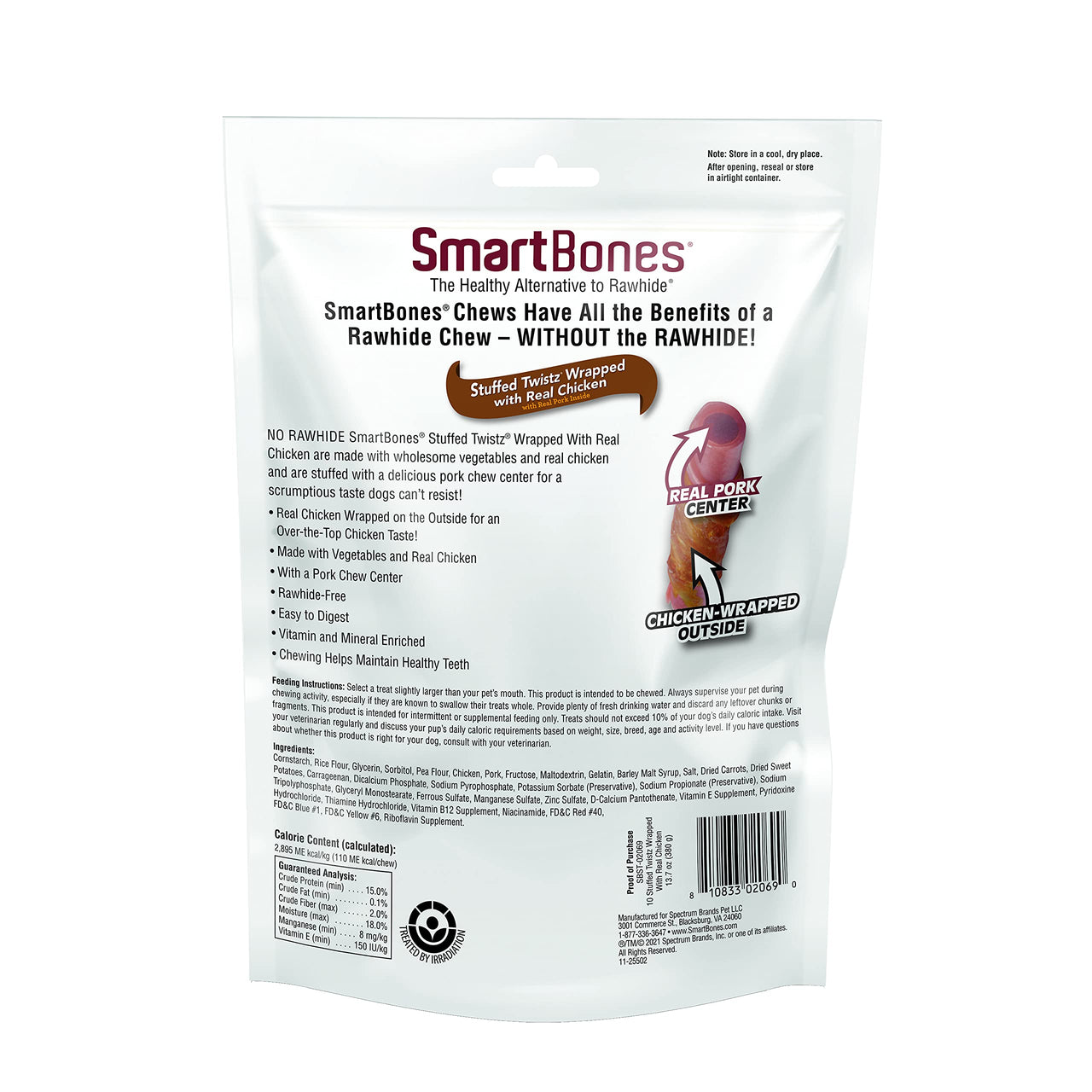 SmartBones Chicken Wrapped Stuffed Twists, Treat Your Dog to a Rawhide-Free Chew Made with Real Meat and Vegetables 1.3699999999999999 Ounce (Pack of 10)