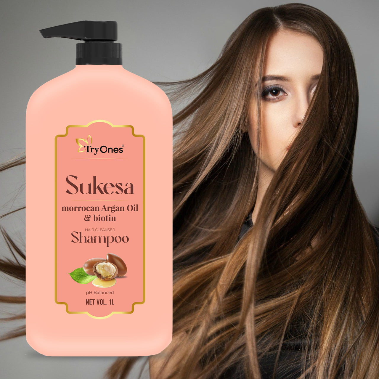 TryOnes Sukesa Shampoo Morrocab Argan Oil & Biotin Hair Fall Control Shampoo for Men and Women 1000 ml