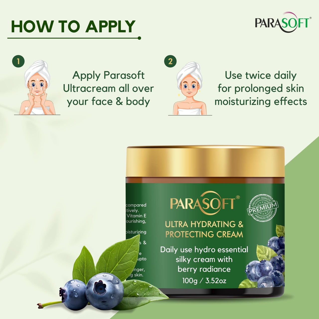 Parasoft Ultra Hydrating & Protecting Cream for Face & Body with Hibiscus extract, Shea Butter & Vitamin E for Long Lasting Hydration, Soothes Dry & Normal Skin - 100 gm