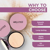 Orgatre MoodBliss Compact Powder for Women - Matte Finish, Oil Control, Long-Lasting, Lightweight & Buildable for Oily & Dry Skin (Clear Beige, 9 gm)