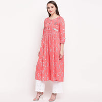 Vbuyz Women's  Floral Print Anarkali Cotton Kurti(VF-KU-591-592)