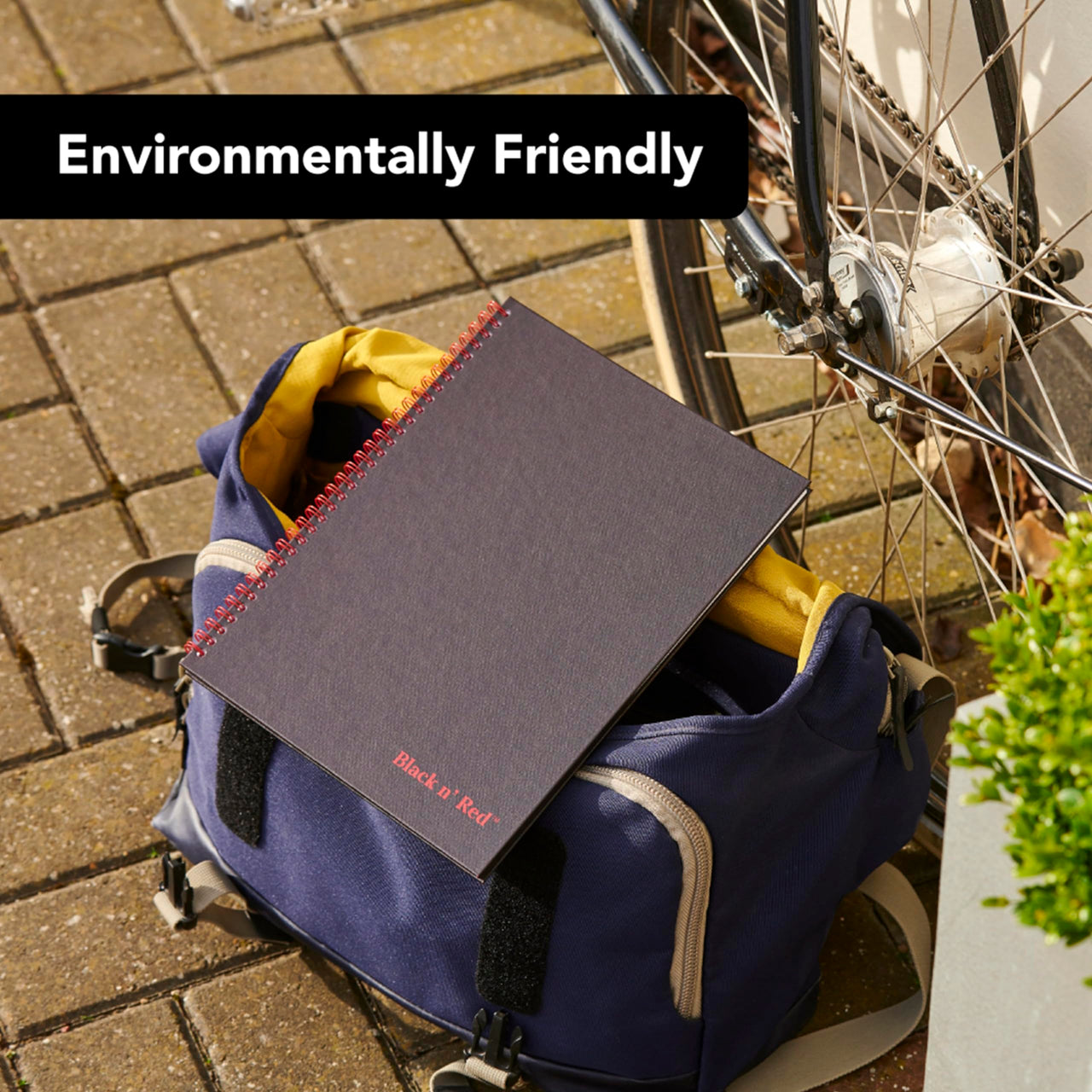 Black n' Red Notebook, Business Journal, 11" x 8-1/2", 70 Sheets, Ruled, Optik Paper, Scribzee App, Hardcover, Wirebound, Black (K67030)