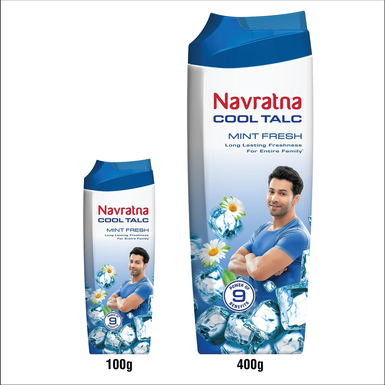 Navratna Cool Mint Fresh Talc | Instant Sweat Absorption and Cooling Effect |Body Odour Protection | Long Lasting Freshness and Fragrance, 400gm