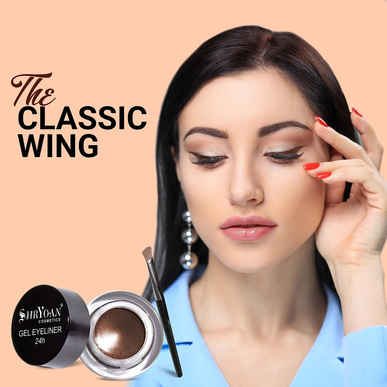 Shryoan 24-Hour Gel Eyeliner Duo - Black and Brown| Long-Lasting, Smudge-Proof | Gel Formula for Dramatic Eye Looks | Glossy Finish, Intense Colour |Travel Size - 4gm (Each)