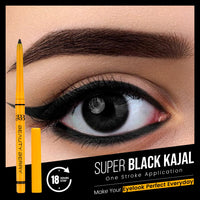 Beauty Berry Super Black Kajal Pencil - Black, 0.35g | 18 Hr Long Stay | One Stroke Smooth Glide | Matte Finish, Highly Pigmented | Long Lasting, Smudge Proof & Waterproof Kajal for Women