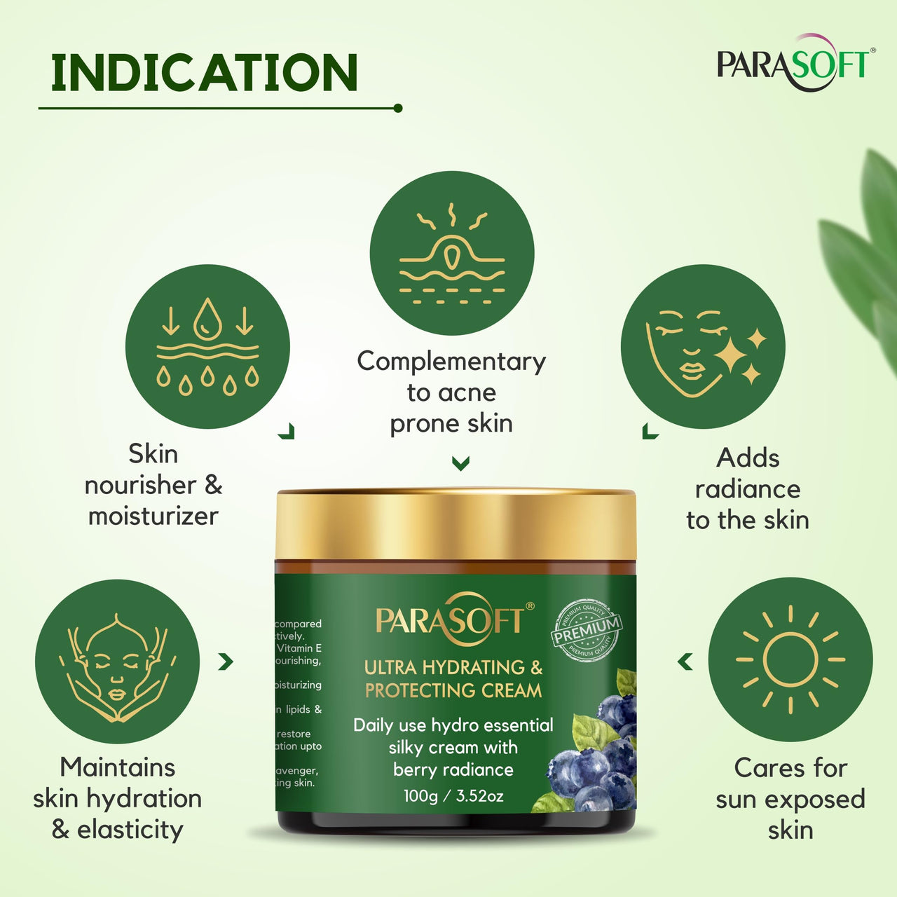 Parasoft Ultra Hydrating & Protecting Cream for Face & Body with Hibiscus extract, Shea Butter & Vitamin E for Long Lasting Hydration, Soothes Dry & Normal Skin - 100 gm
