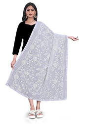AKSHAR LLC Women's  Embroidered Chiffon Dupatta