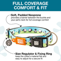 Max & Molly Soft Padded Neoprene Dog Collar w/Smart ID Gotcha! QR Pet Safety Tag, Durable, Waterproof, Anti-Stink, Machine Washable Collar for Dogs, Sheep Pattern, M
