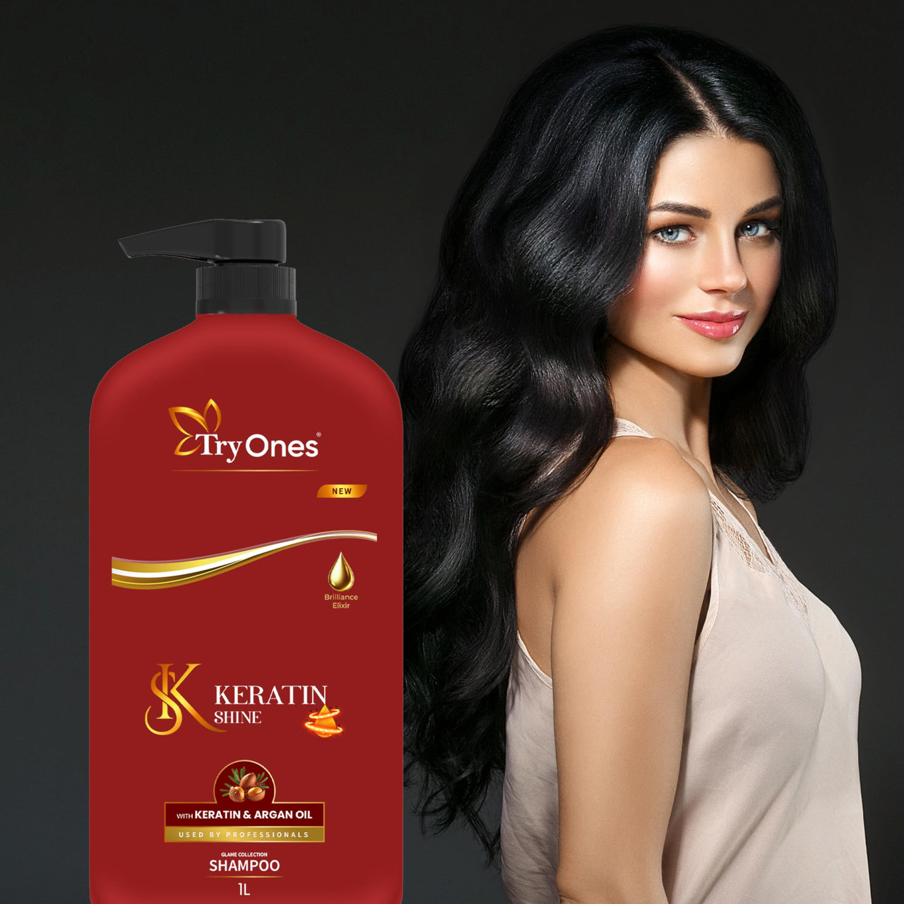 TryOnes Keratin Shampoo Smooth,for Straighter, Shinier Hair, with Keratin & Argan Oil, Nourishes Dry Hair, Controls Frizz, for Men & Women