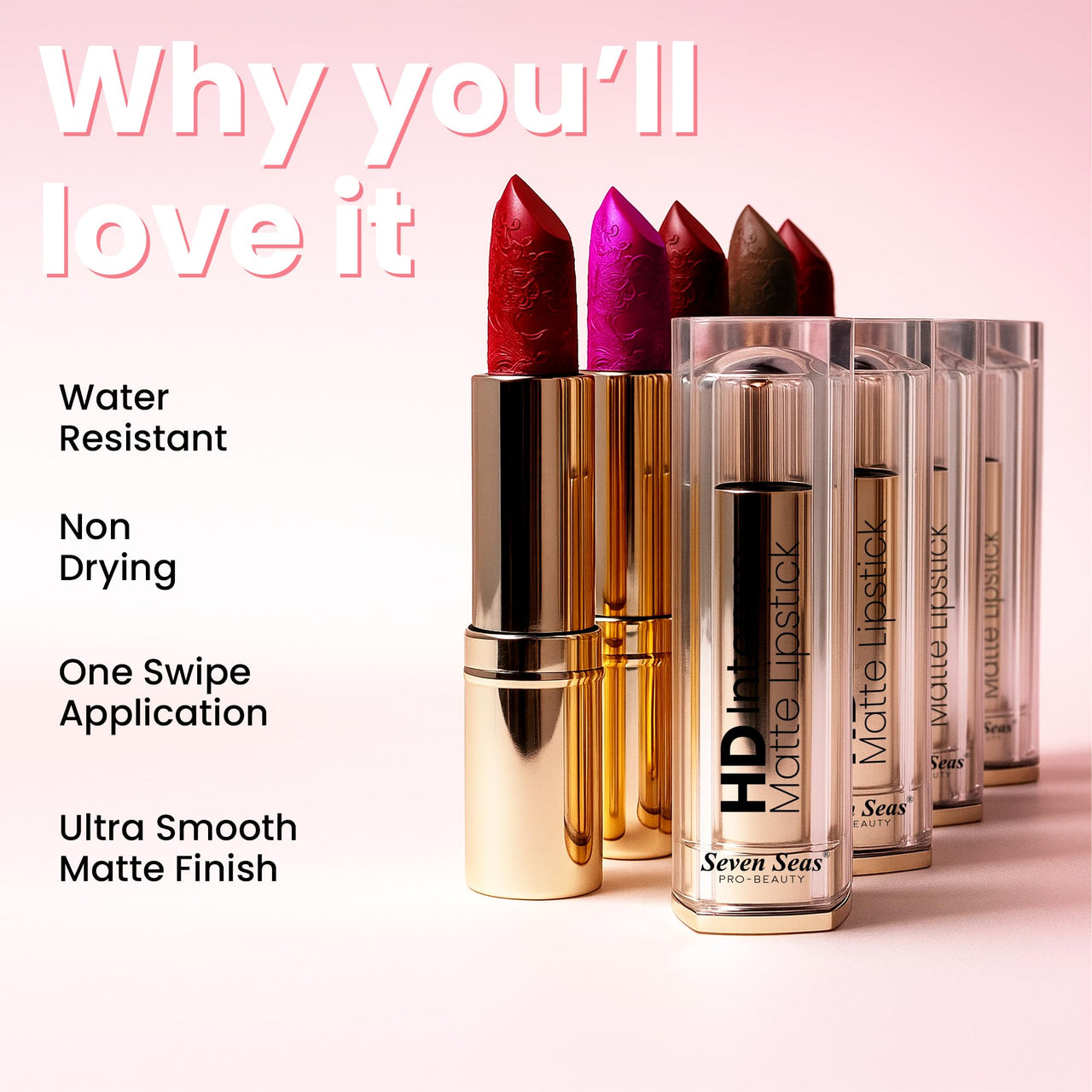 Seven Seas HD Intense Matte Lipstick | Non-Transfer | Lipstick For Women (622-Nutmeg, 3.5G)