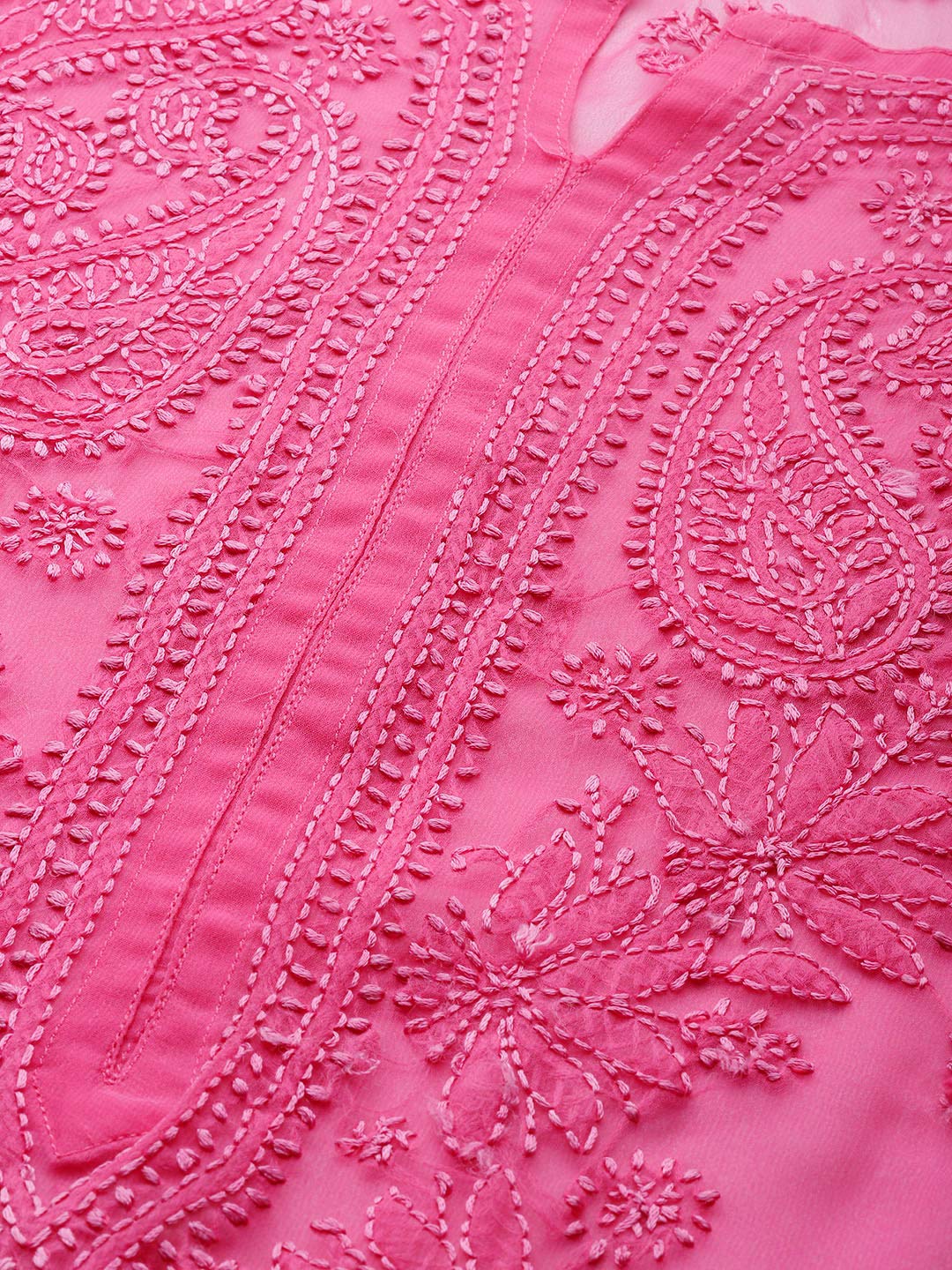 Ada Lucknowi Hand Embroidered Chikankari Women's  Georgette Kurta Kurti with Slip