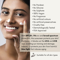 NOOCSY The Grace Sunscreen Spf 50+ Pa++++ With Zinc Oxide, Titanium Dioxide And Hyaluronic Acid | Lightweight With Multi-Vitamins | No White Cast | For Men & Women | 50 G, All