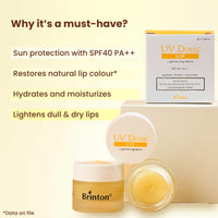 UV Doux Lip Lightening Balm with SPF 40 PA ++| Enriched with Almond Oil, Olive Oil & Vitamin E | Restores Natural Lip Colour | Hydrates, Protects, Nourishes | Expert Care, Dermatologically Approved | Unisex Lip Balm | 8g, Vanilla x 2