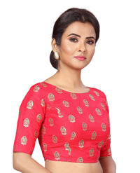 X3 Women's  Brocade Readymade Saree Blouse with Golden Bootas 38