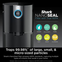 Shark Air Purifier for Home, Office, and Bedroom, Clean Sense Technology, HEPA Air Filter, 1200 Sq Ft, Captures 99.98% of Particles, Pet Dander, Pollutants, Dust, Smoke, Allergens & Smells, HP202 Black 1200 Sq. Ft.