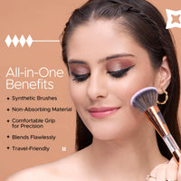 Hilary Rhoda All-Rounder 4 in 1 Brush | Foundation & Contour, Powder, Blending Brush | Eyeshadow Applicator | Soft Bristles Makeup