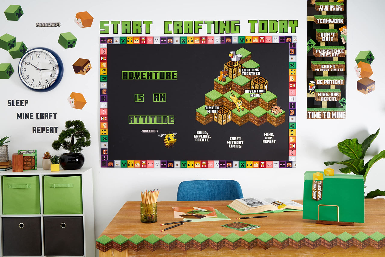 Eureka Minecraft Life Lessons Vertical Classroom Banner for Teachers, 12" x 45" Minecraft Lessons