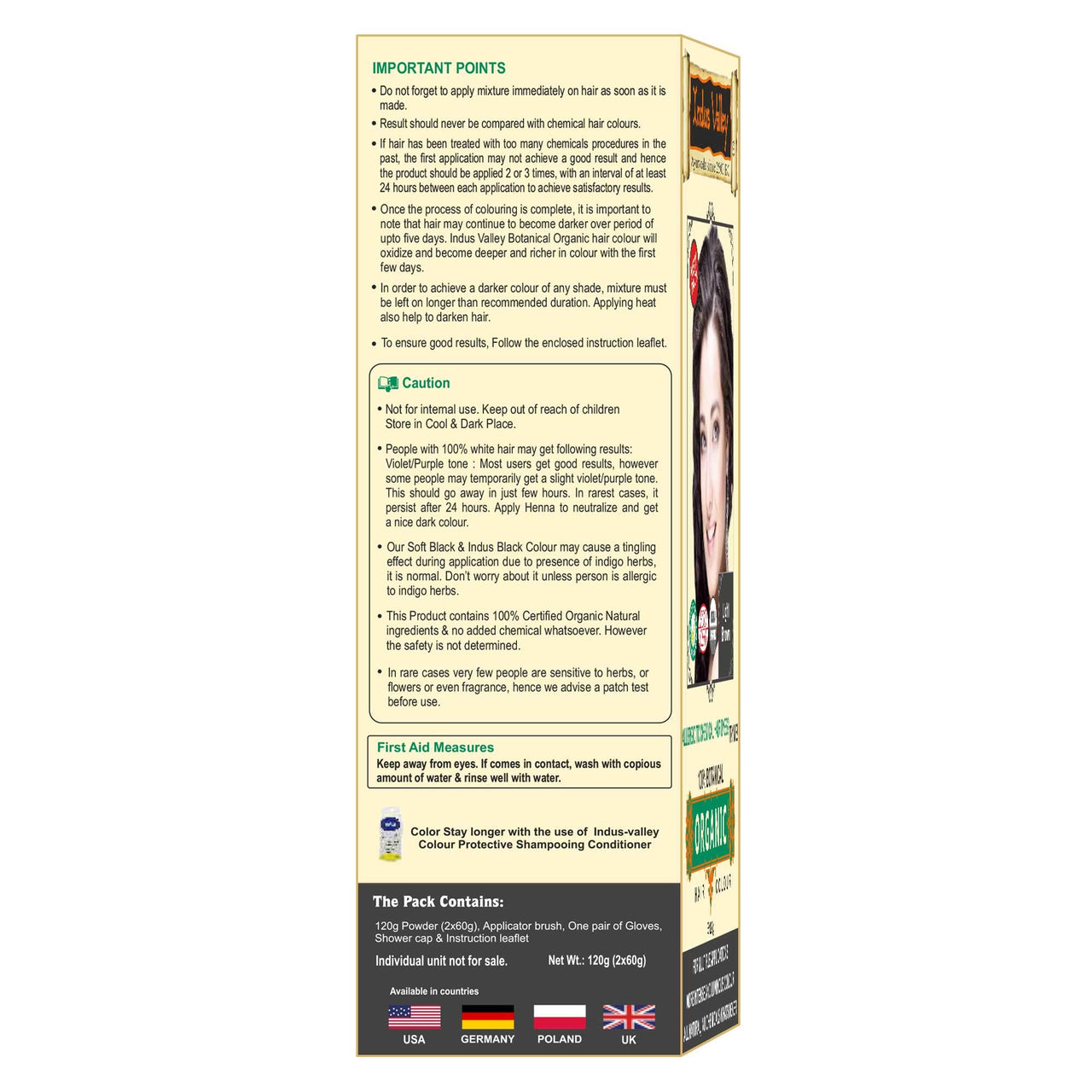 INDUS VALLEY 100% Organic Botanical Hair Colour Light Brown Hair Colour, 120g