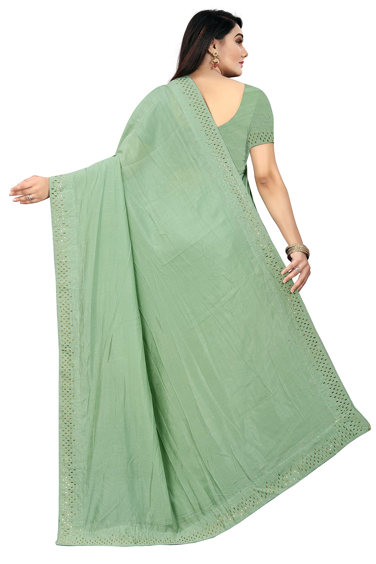 PUNYATHA CREATION Women's  & Girl's  Chanderi Chanderi Saree With Blouse Piece