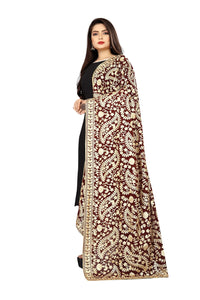 AKSHAR LLC Women's  Embroidered Chiffon Dupatta